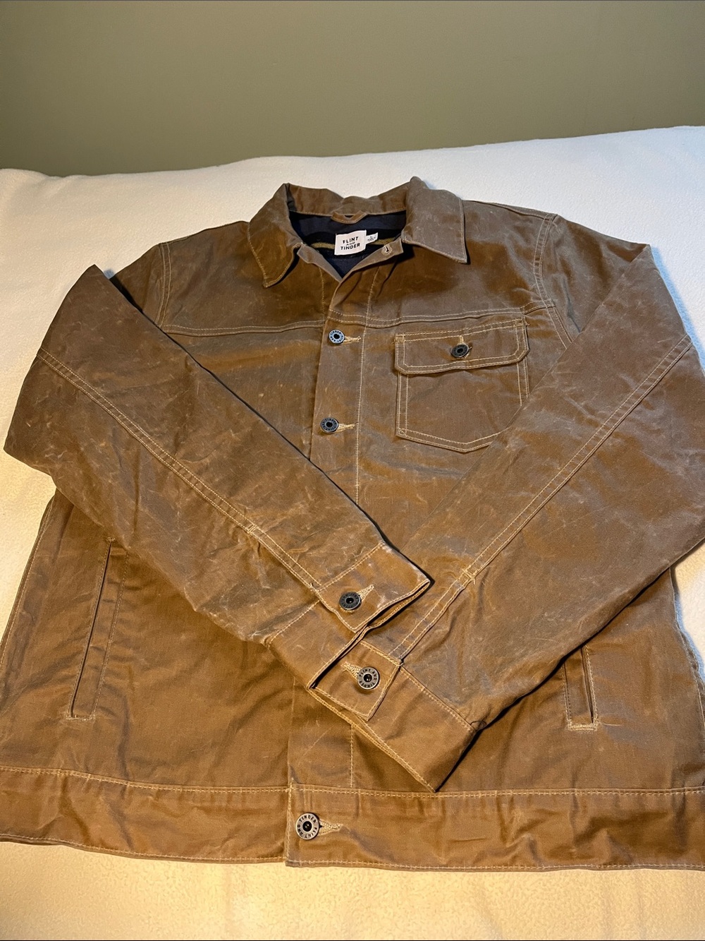 Men's Flint and Tinder Waxed Trucker Jacket in Brown -